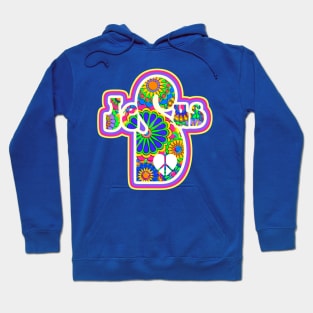 Hippy Flower Power Jesus Cross Hoodie